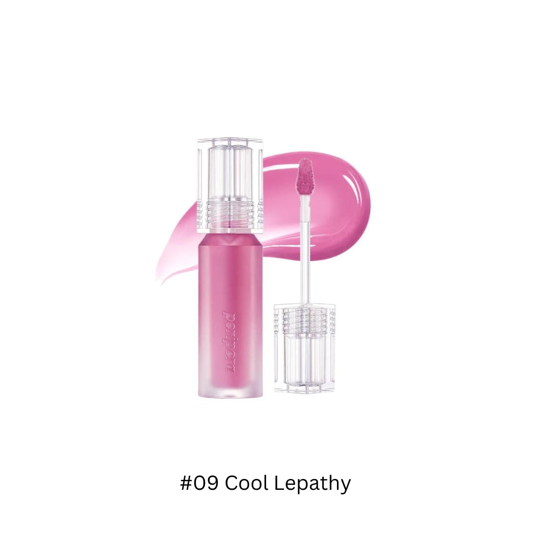 Peripera Water Bare Tint lip tint in a clear bottle, showing the soft, natural pink shade of the lip tint.