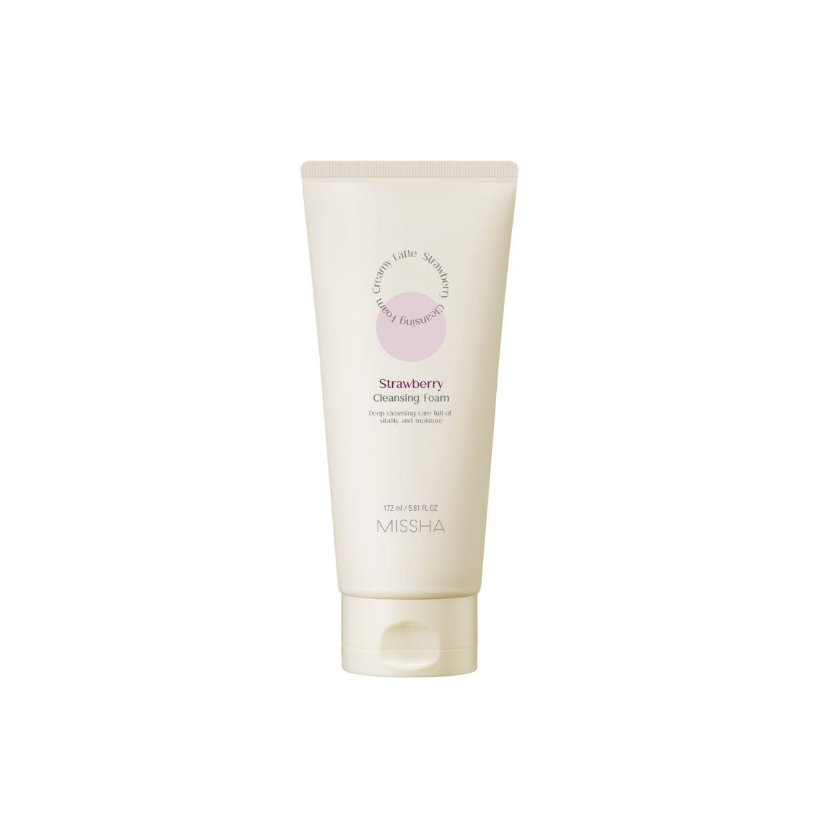 Missha Creamy Latte Cleansing Foam in a 172ml tube, with a creamy foam texture and latte-inspired packaging.