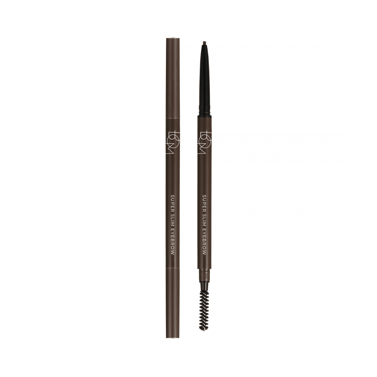 Close-up of B.O.M Super Slim Eyebrow pencil showing its sleek design and precise tip for detailed eyebrow shaping.