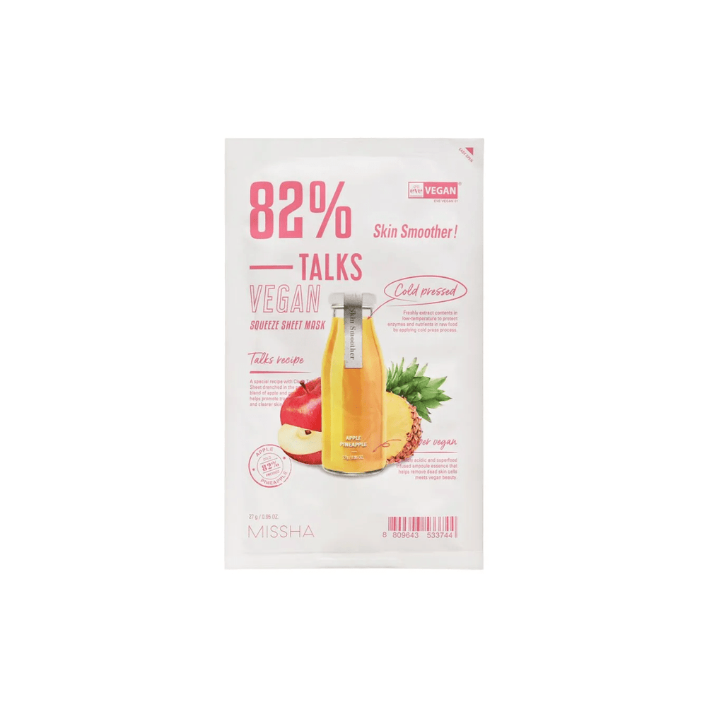 Talks Vegan Squeeze Sheet Mask Skin Smoother 1pc