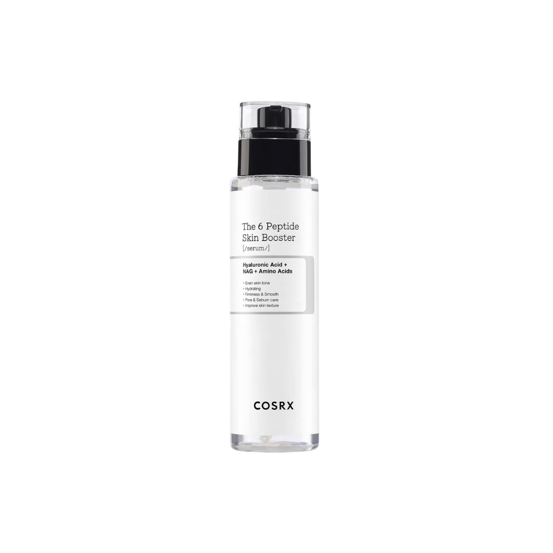 COSRX The 6 Peptide Skin Booster Serum 150ml bottle with minimalist white packaging