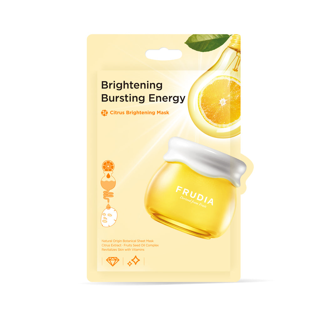Frudia Citrus Brightening Sheet Mask with refreshing citrus ingredients for revitalizing and brightening skin.