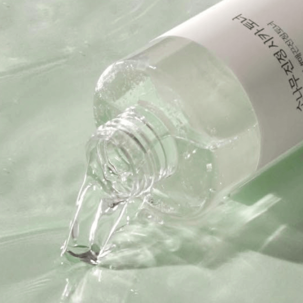 Round Lab Pine Calming Cica Toner 250ml bottle with clear liquid and minimalist label, designed for soothing skin.
