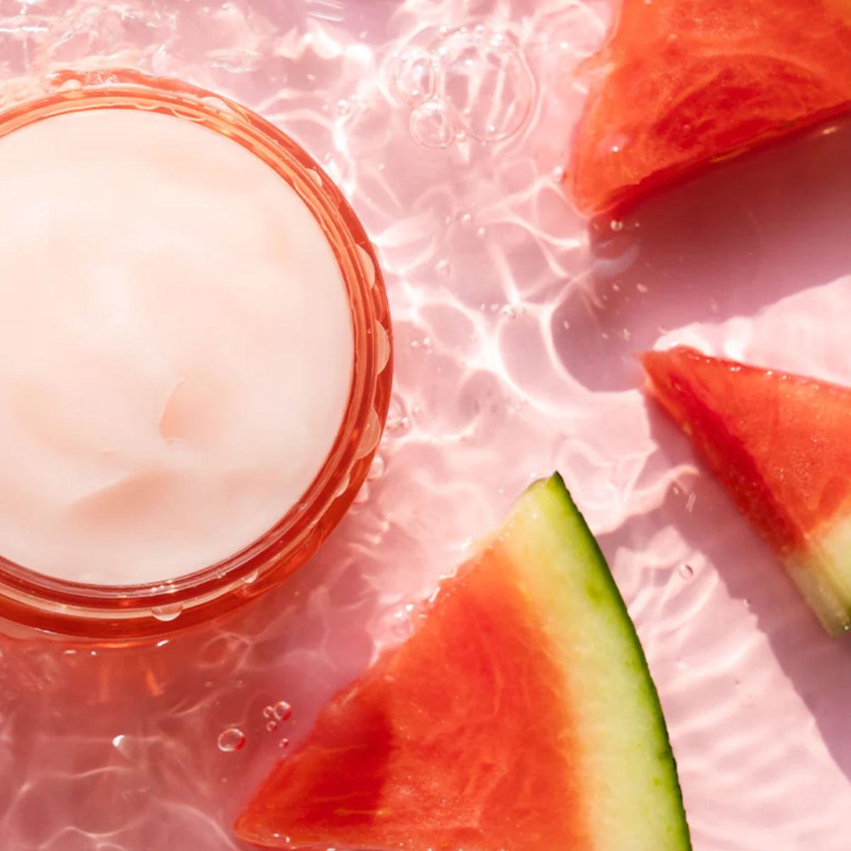 Heimish Watermelon Moisture Soothing Gel Cream 110ml jar with fresh watermelon slices and hydrating gel texture visible.