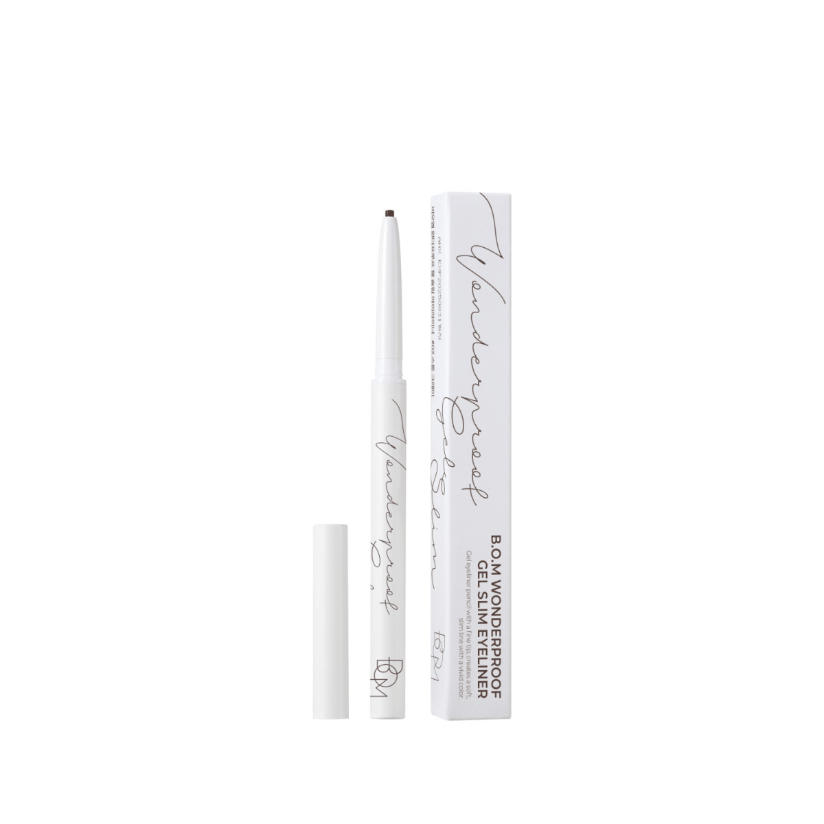 B.O.M Wonderproof Gel Slim Eyeliner in sleek black gel formula with precise applicator for bold eye definition.