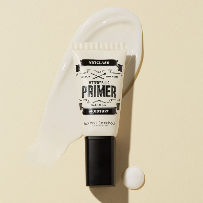 Too Cool For School Artclass Watery Blur Primer 30ml, a clear face primer in a sleek bottle with a pump top.
