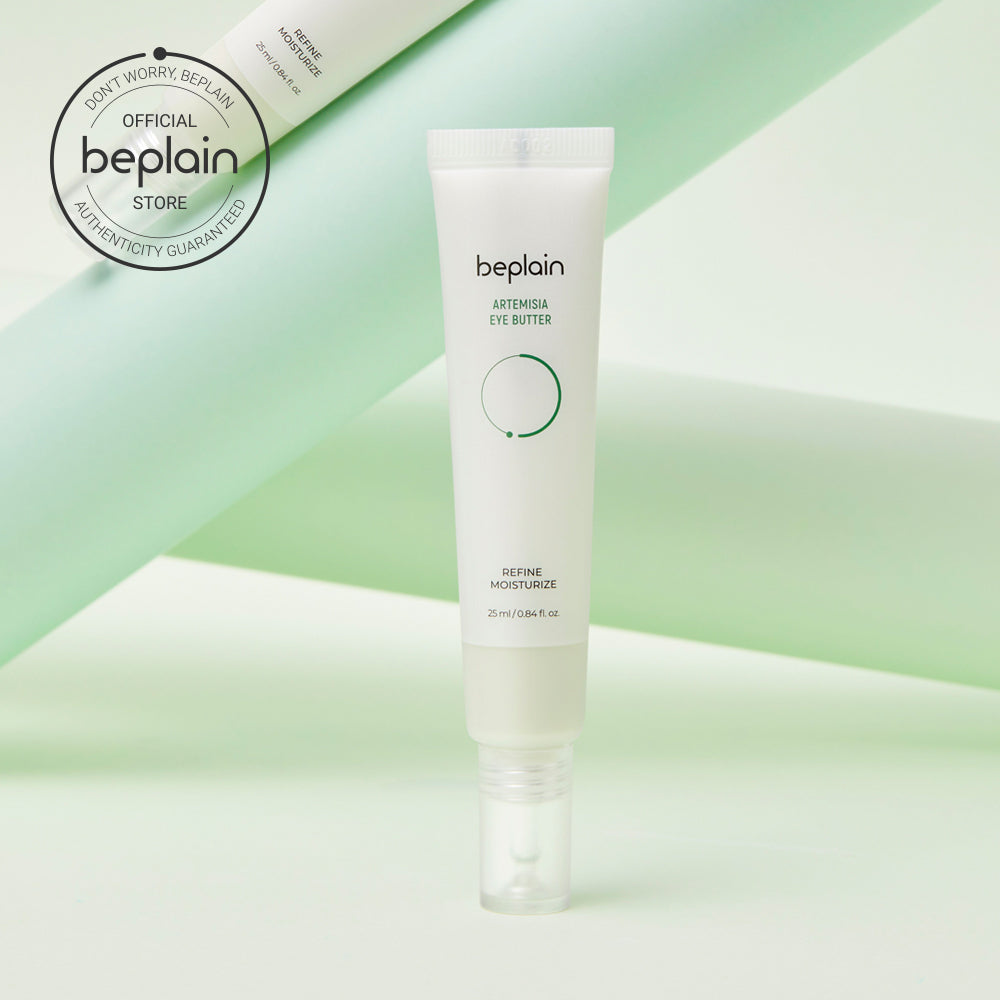 Beplain Artemisia Eye Butter 25ml jar of soothing eye cream with herbal ingredients, designed for gentle skin around the eyes.