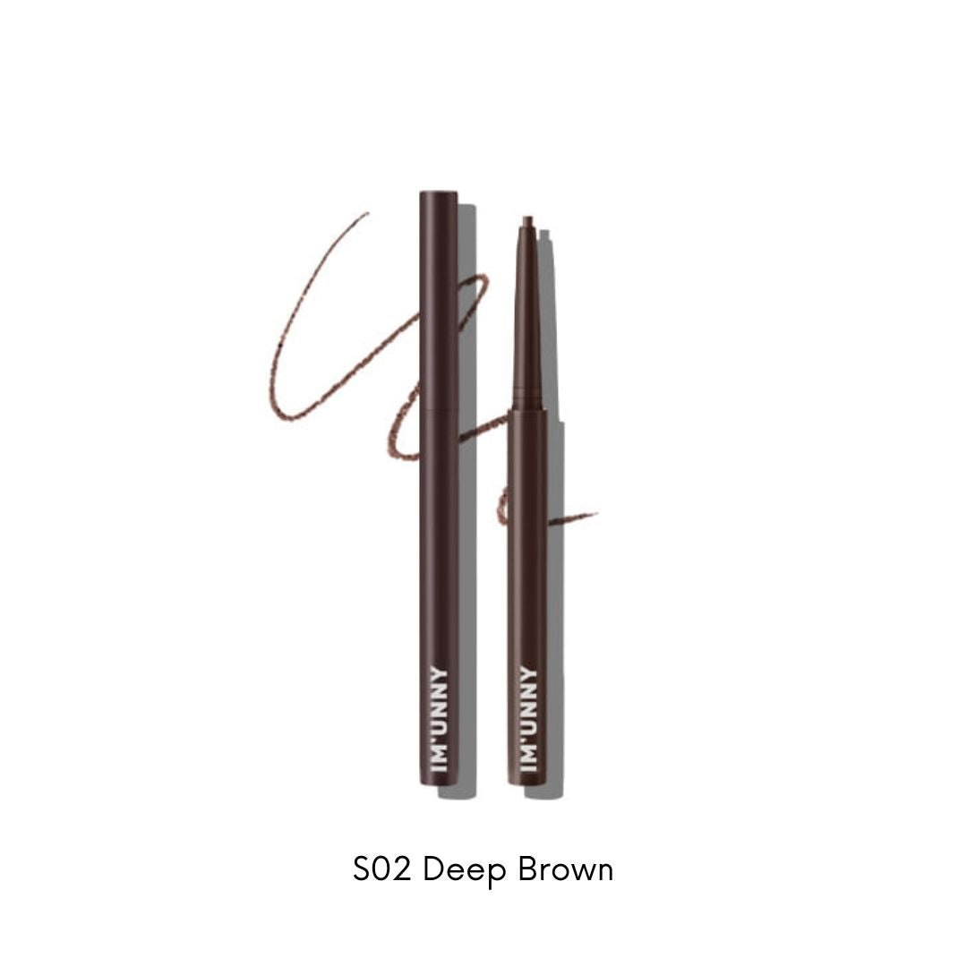 I'M UNNY Skinny Fit Slim Pencil Gel Eyeliner in black, showing a close-up of the smooth, precise application tip.