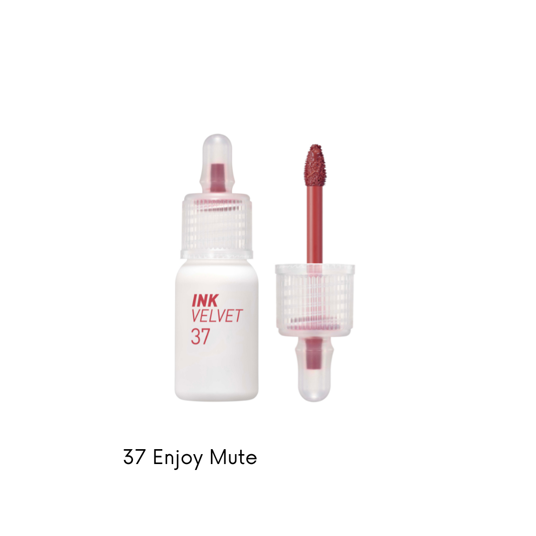Peripera Ink Velvet lip tint in a vibrant shade, showcasing a smooth, matte finish in a close-up image.