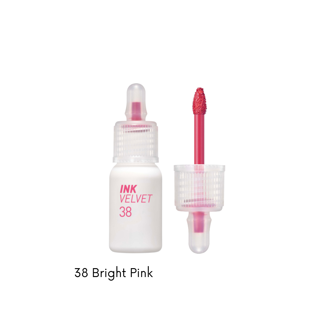 Peripera Ink Velvet lip tint in a soft, matte finish with a smooth application, shown in a close-up image.