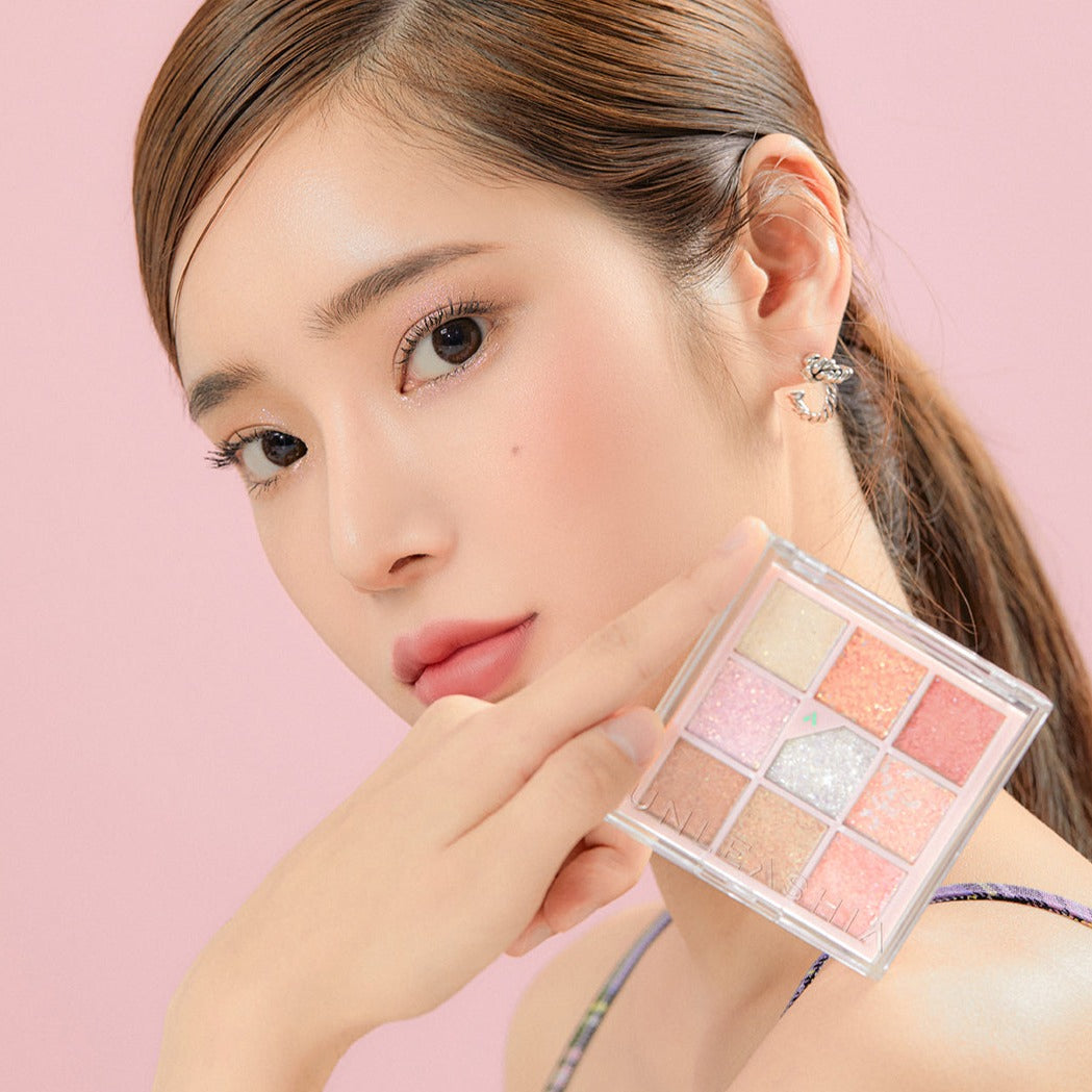 Unleashia Glitterpedia Eye Palette with 7 colorful eyeshadow shades in a sleek compact for vibrant eye looks