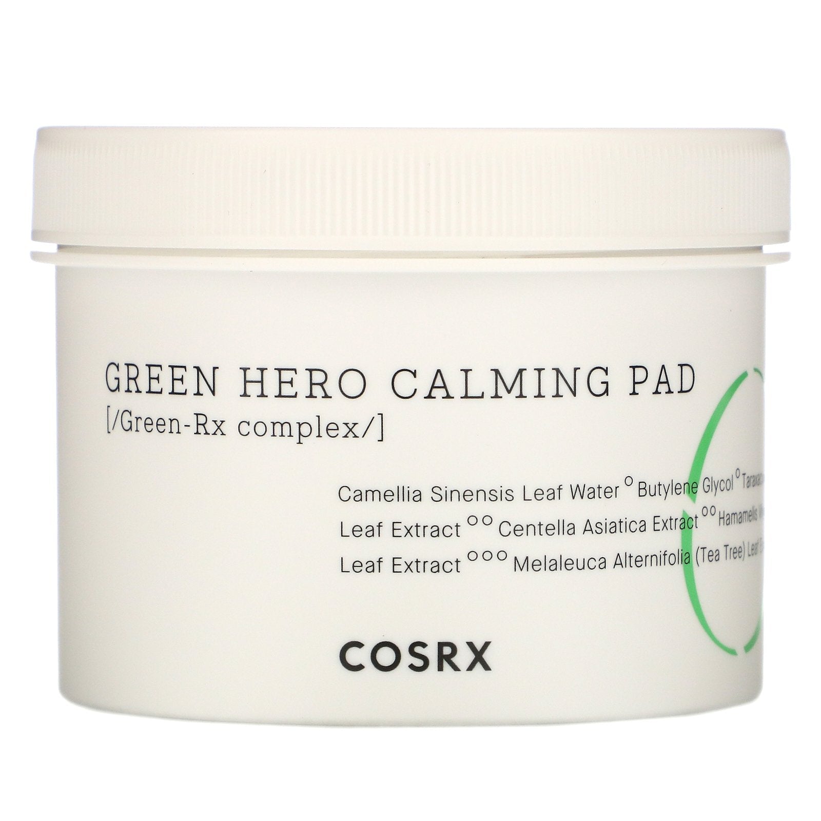 COSRX One Step Green Hero Calming Toner Pads, 70 count, with soothing green herbal ingredients and textured pad for gentle application