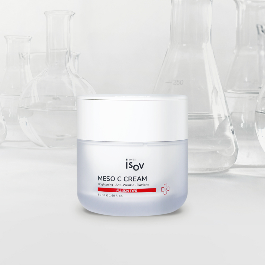 ISOV Meso C Cream face moisturizer jar, 50ml, showing the product container with label and lid on a neutral background