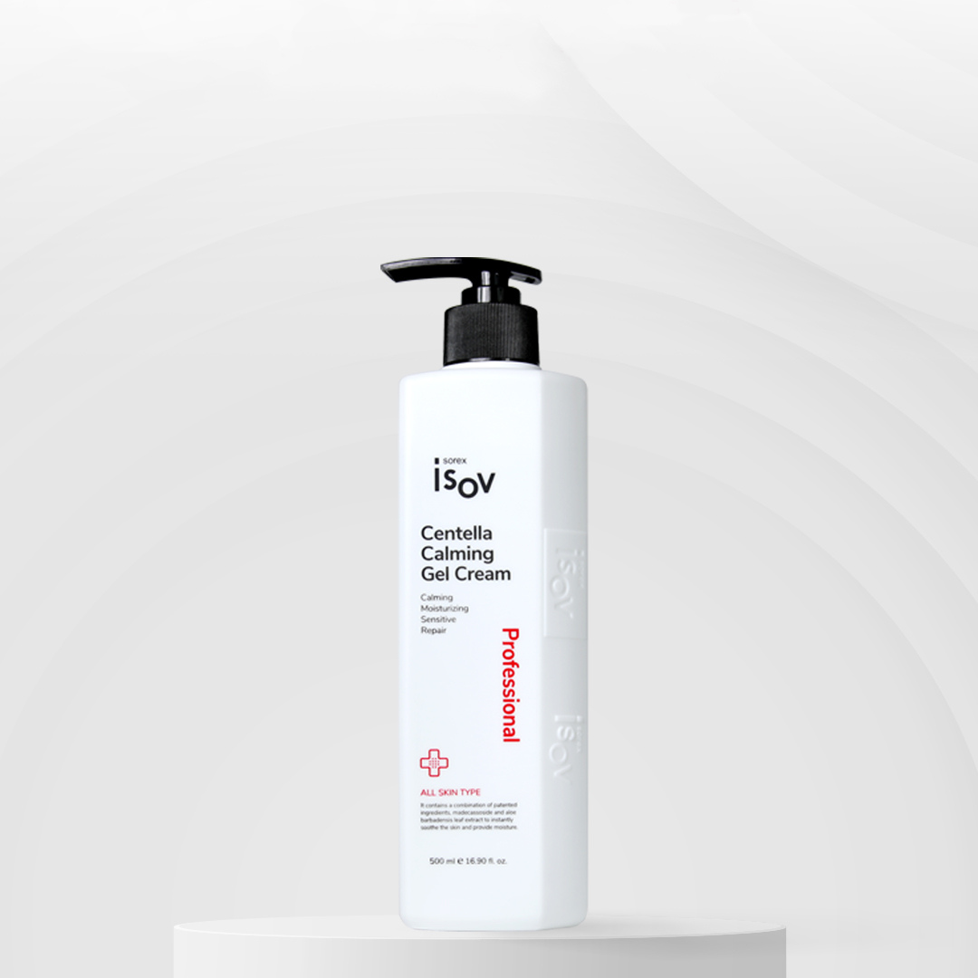 ISOV Centella Calming Gel Cream 500ml face moisturizer with soothing, lightweight gel texture and natural skincare ingredients.