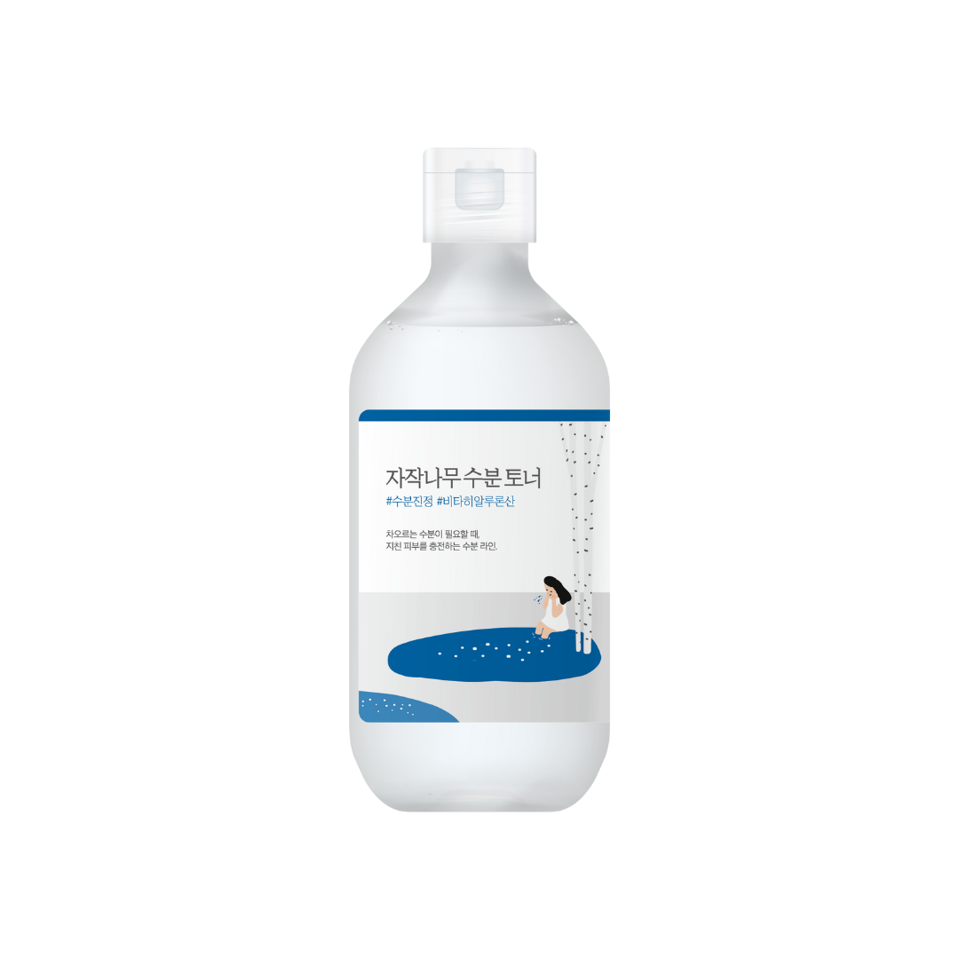 Round Lab Birch Juice Moisturizing Toner 300ml bottle with clear liquid and minimalist label, designed for hydrating skin.