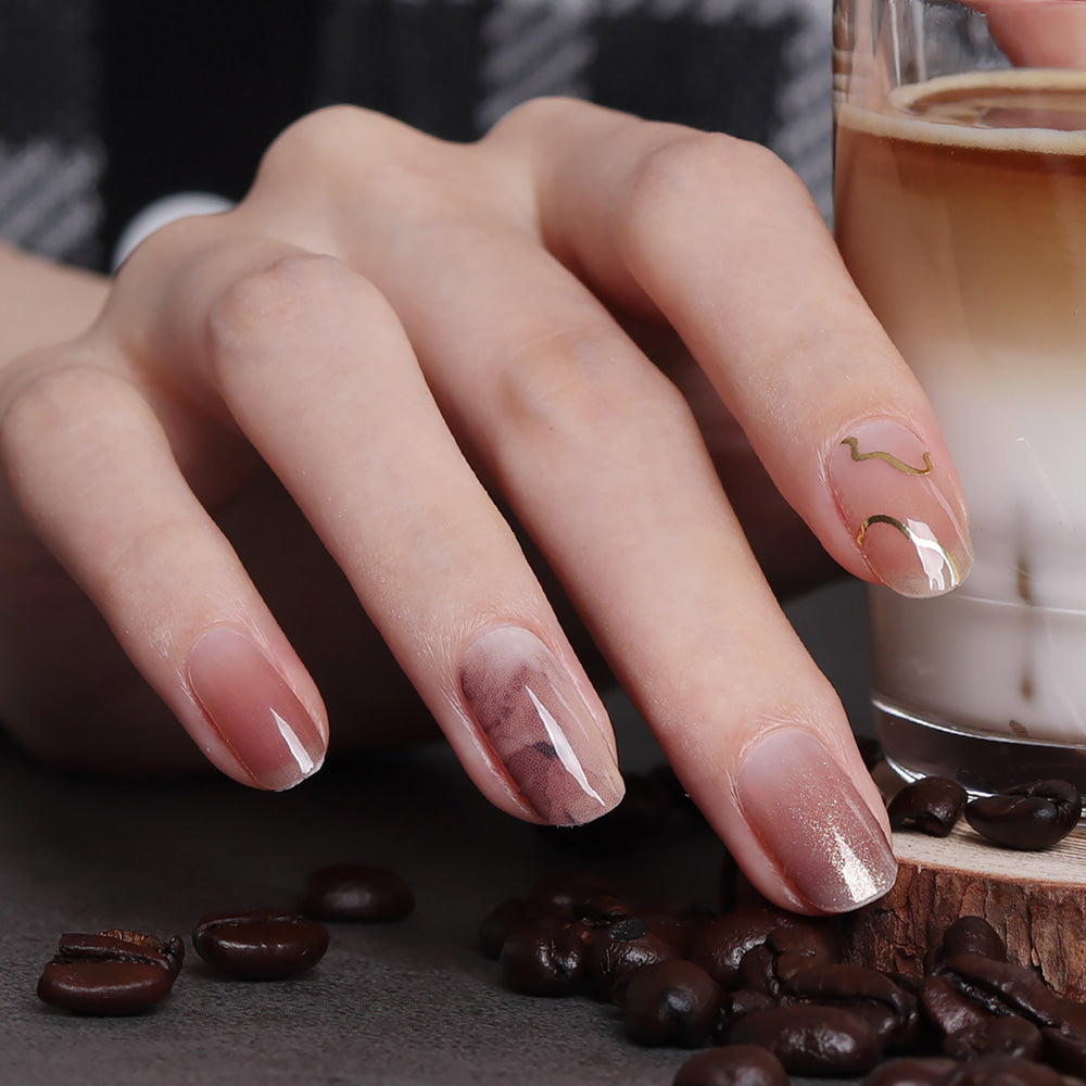 Glossy BlossomGel Nail Strips - Cafe Cappuccino - La Cosmetique
