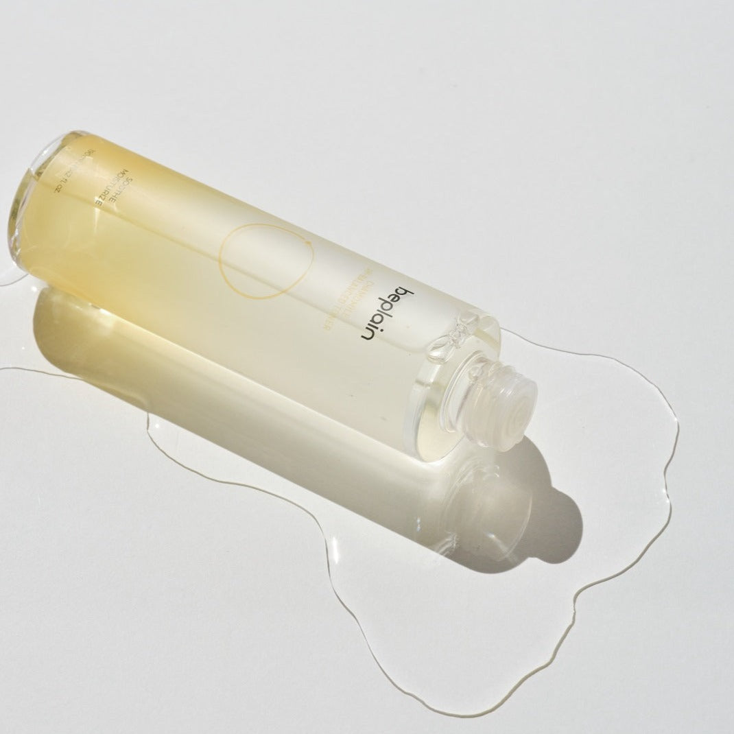 Beplain chamomile pH-balanced toner in a 190ml bottle, featuring a clear liquid with chamomile extract and skincare ingredients.