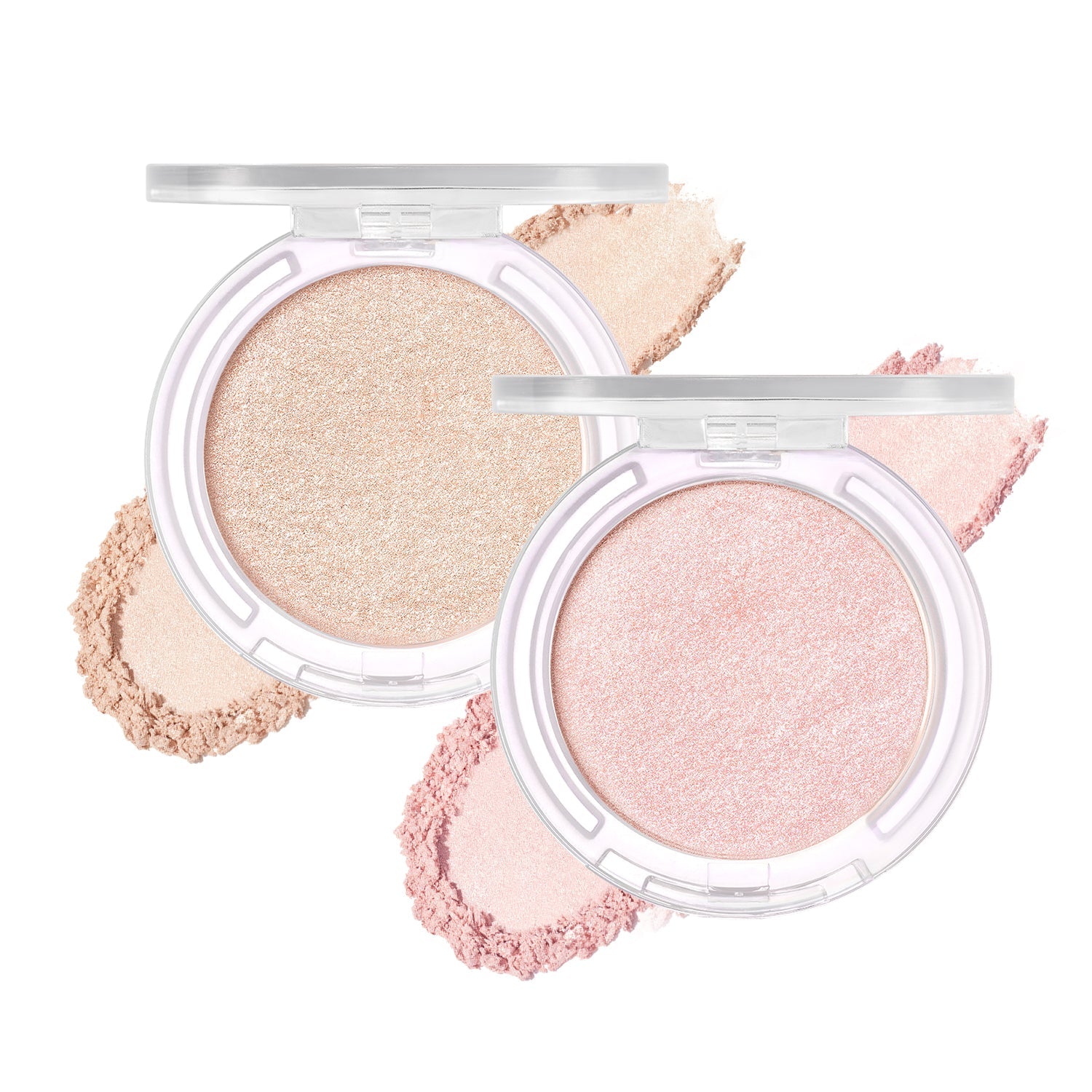Peripera Pure Glory Highlighter with brush, showcasing the shimmering highlighter powder and included applicator brush.