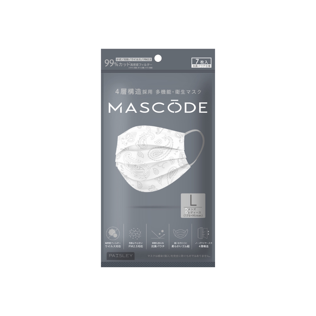 Sun Smile Mascode Mask Unisex paisley large 7-pack, colorful fabric face masks with paisley patterns for everyday wear.