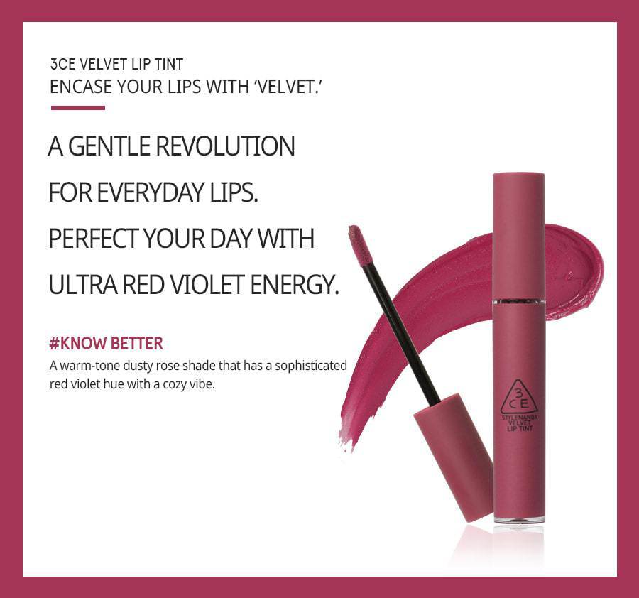 3CEVelvet Lip Tint #Know Better - La Cosmetique