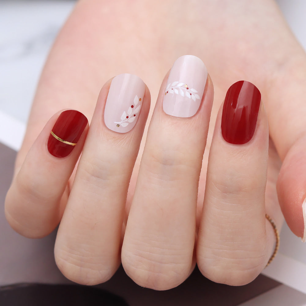 Glossy Blossom Gel Nail Strips in Shall We Dance design on nails with a glossy, stylish finish.