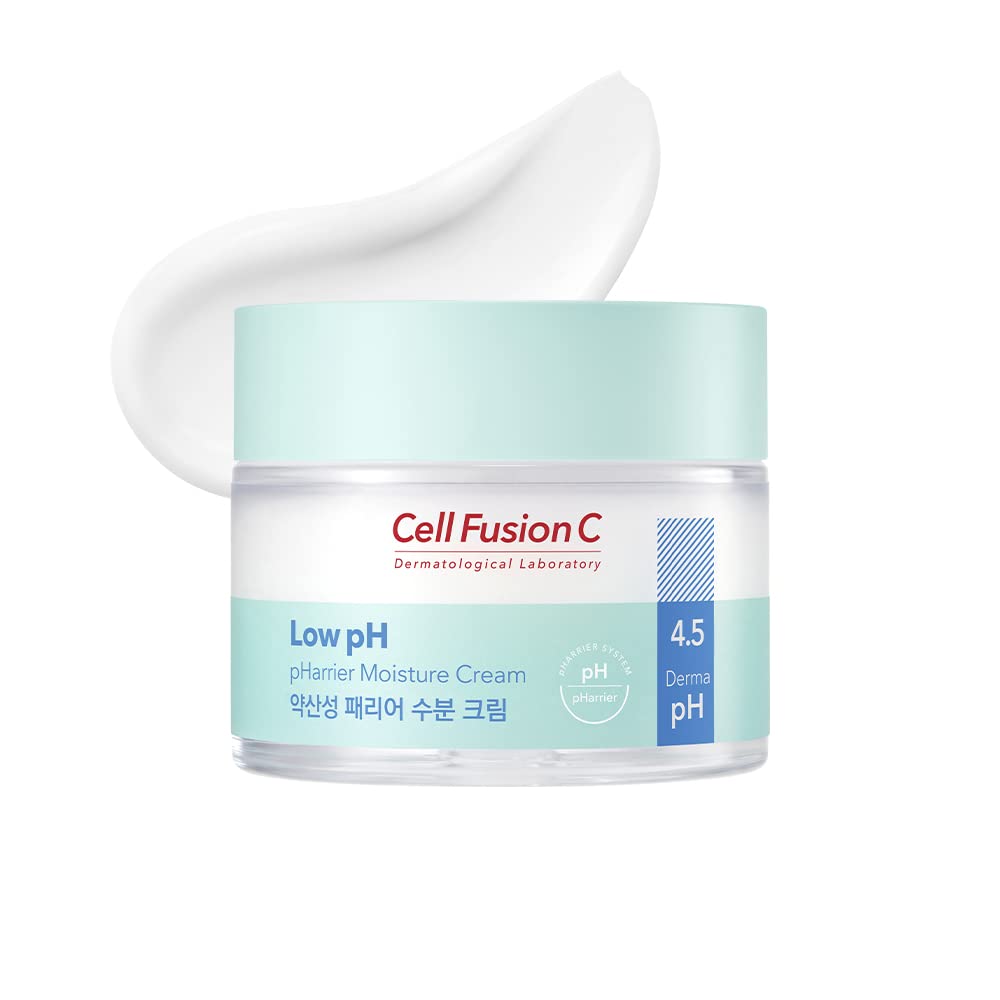 Cell Fusion C Low pH pHarrier Cream face moisturizer in 55ml jar, showing smooth cream texture and clean packaging.