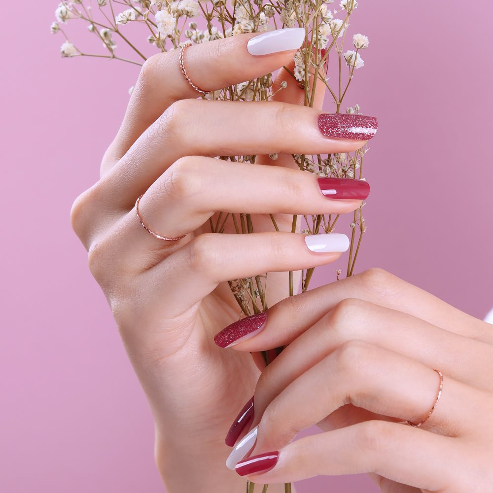 Glossy BlossomGel Nail Strips - Carmine Rose - La Cosmetique