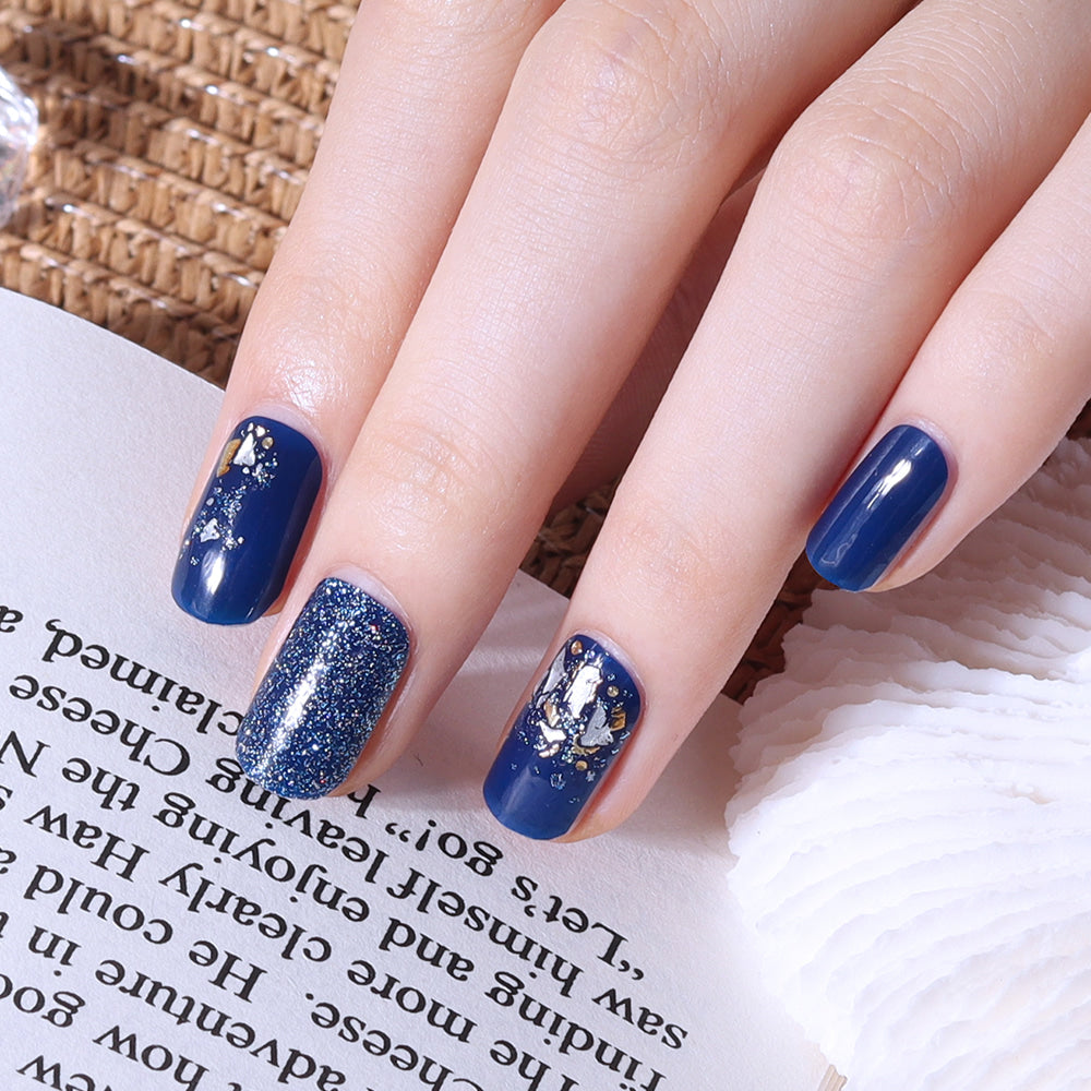 Glossy BlossomGel Nail Strips - Surgy Blue Shell - La Cosmetique