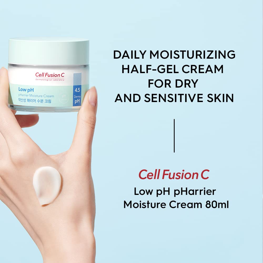 Cell Fusion C Low pH pHarrier Cream face moisturizer in 55ml jar, with smooth, lightweight texture for gentle skincare.