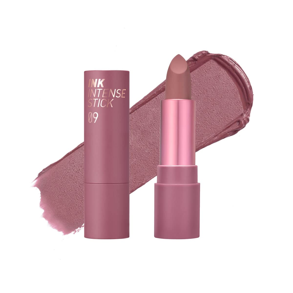 Peripera Ink Velvet Intense Stick lipstick in a sleek, vibrant tube showing the rich, creamy lipstick color inside.