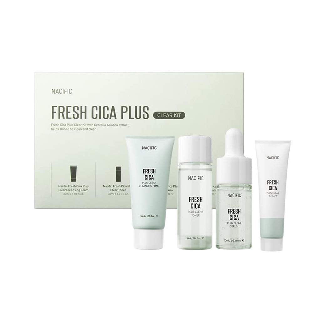 NACIFICFresh Cica Plus Clear Kit (Toner 30ml + Serum 10ml + Cream 20ml + Cleansing 30ml) - La Cosmetique