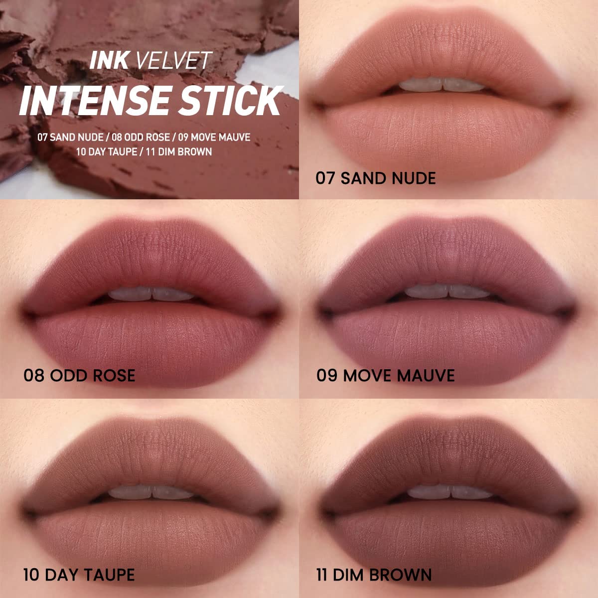 Peripera Ink Velvet Intense Stick lipstick in a vibrant shade, shown twisted up with smooth, matte finish on the bullet.