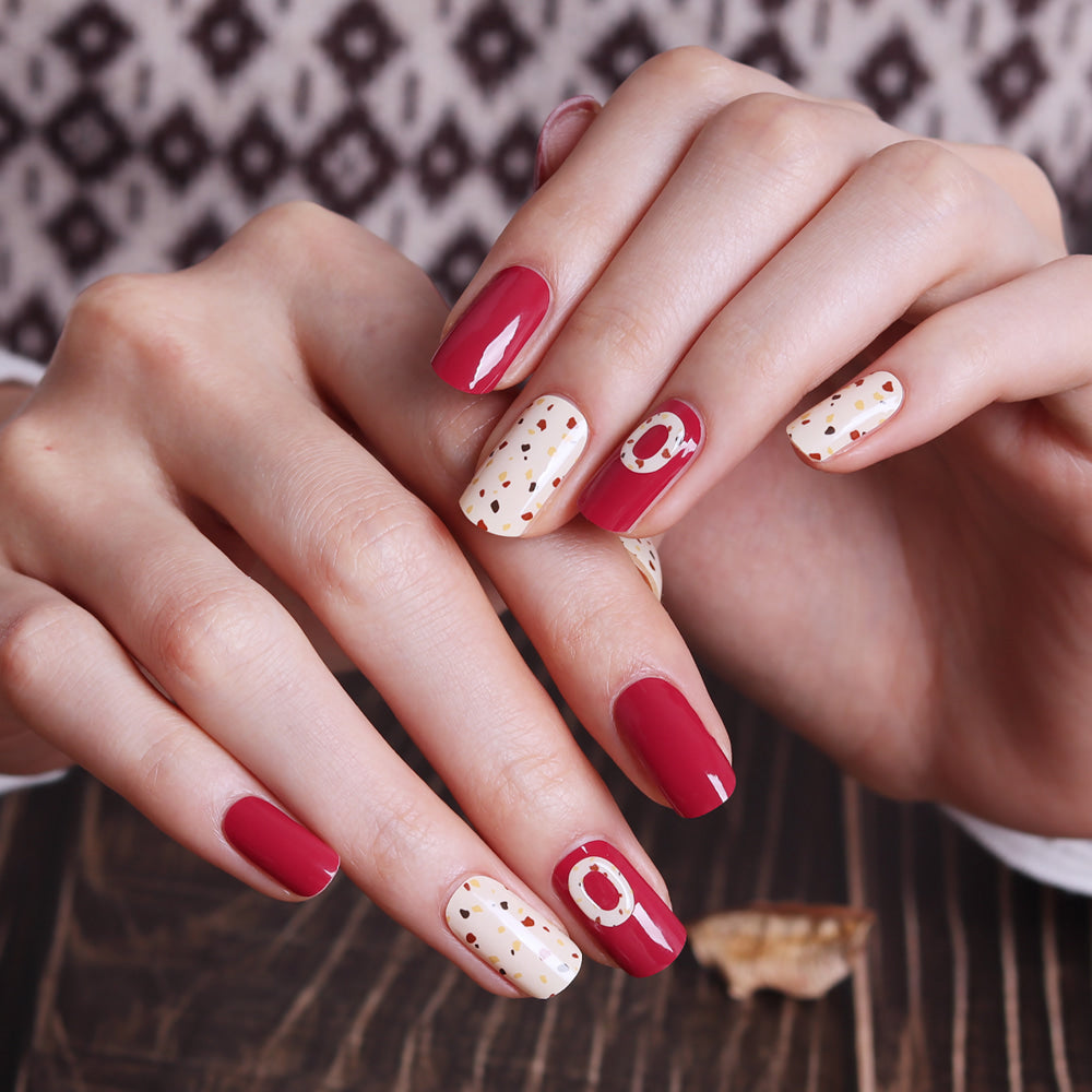 Glossy BlossomGel Nail Strips - Red Bean Donut - La Cosmetique