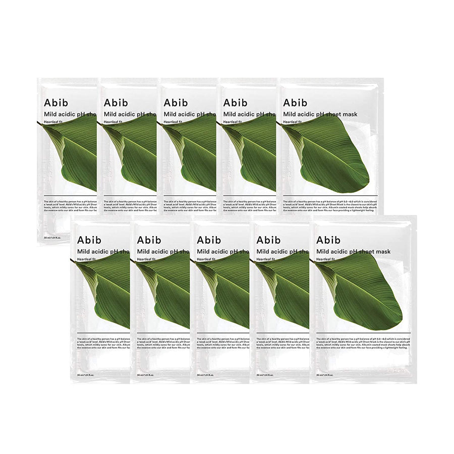AbibMild Acidic pH Sheet Mask Heartleaf Fit 10pcs/box - La Cosmetique