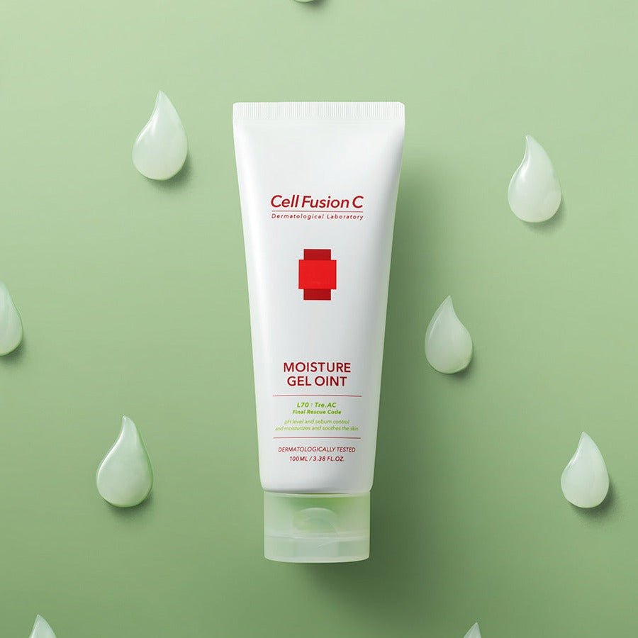 Cell Fusion C Moisture Gel Ointment in 100ml jar, a face moisturizer with a smooth gel texture and hydrating formula.