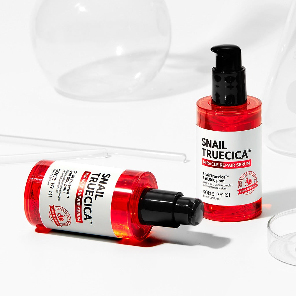 Some By Mi Snail Truecica Miracle Repair Serum 50ml bottle, featuring a sleek design and clear labeling.