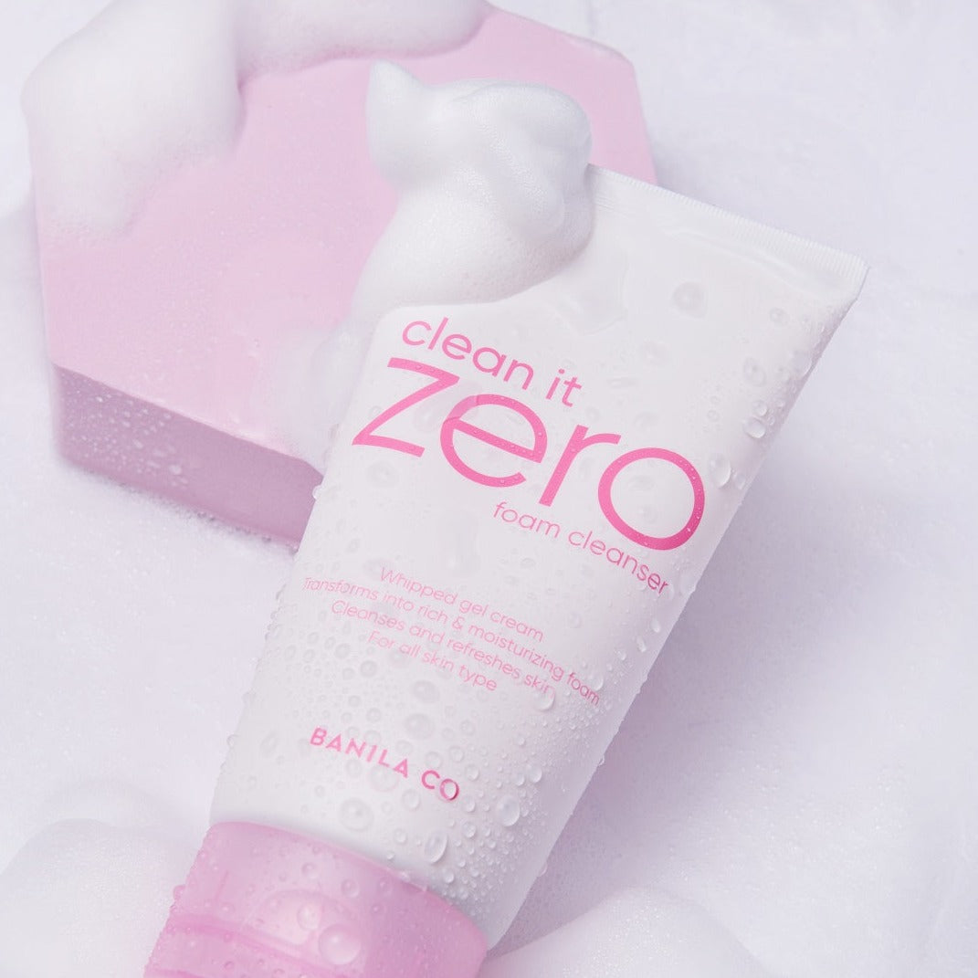 Banila Co Clean It Zero Foam Cleanser in a 150ml tube, gentle gel and foam cleanser for deep facial cleansing.