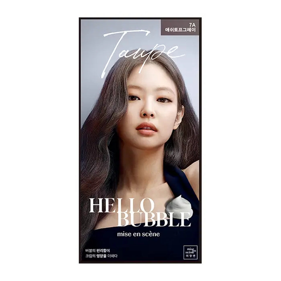 Mise-En-Scene Hello Bubble Foam Hair Colour Dy in shade 7A, showcasing vibrant hair foam styling product in a sleek bottle.