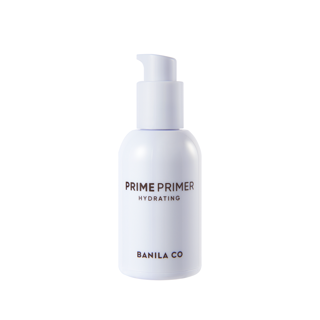Open face primer bottle by Banila Co, Prime Primer Hydrating 30ml, showing the clear, hydrating formula inside a sleek container.