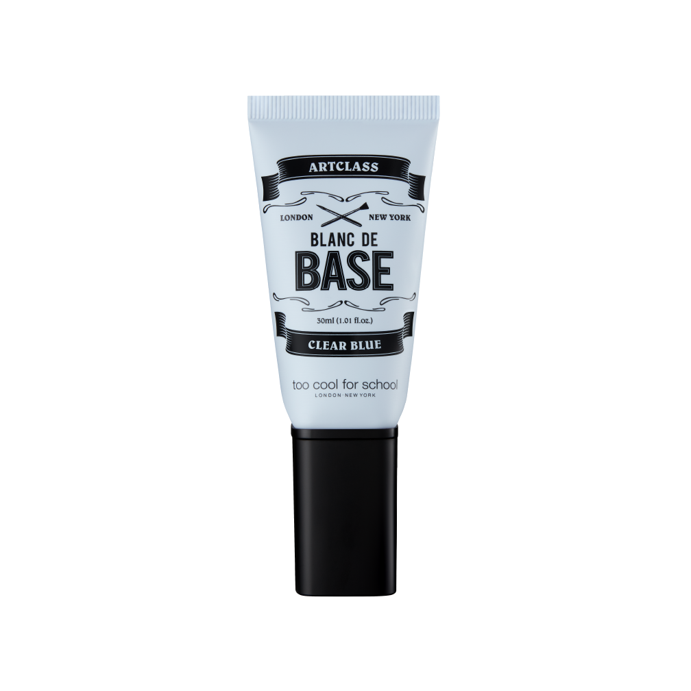 Too Cool For School Artclass Blanc De Base face primer tube with white and blue packaging on a white background