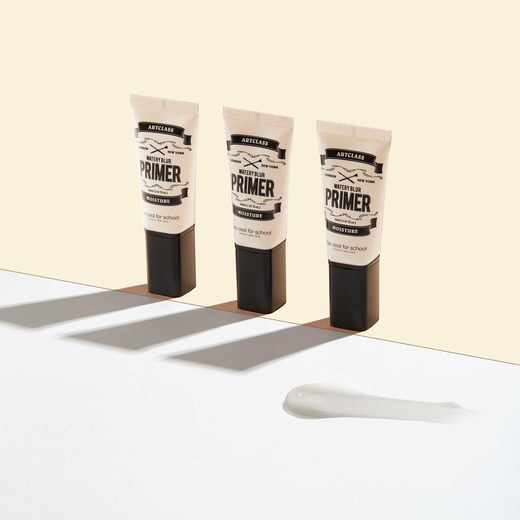 Too Cool For School Artclass Watery Blur Primer 30ml, smooth face primer in a clear bottle with a minimalist label.