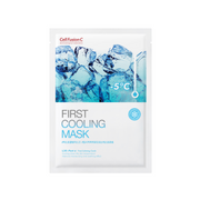 Box of five Cell Fusion C First Cooling Sheet Masks with sleek packaging for soothing skincare.