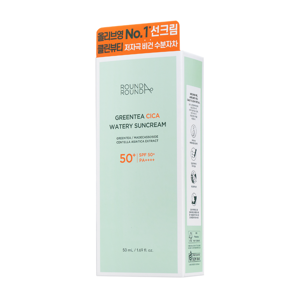 ROUND A’ROUNDGreentea Cica Watery Sun Cream 50ml - La Cosmetique