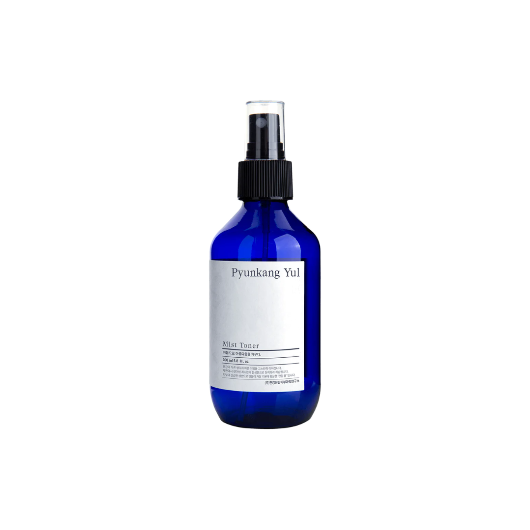 PyunKang Yul Mist Toner 200ml bottle, clear liquid in a sleek white and blue packaging, suitable for skincare routine.