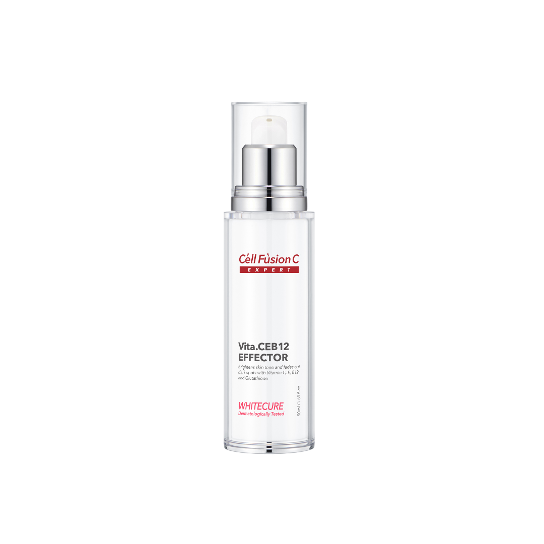Cell Fusion C Expert Vita.CEB12 Effector serum in a 50ml bottle, showcasing the skincare product with a sleek design.