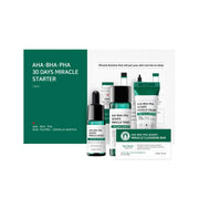 Some By Mi AHA.BHA.PHA 30 Days Miracle Starter Kit skincare set with four sample-sized products for clear, refreshed skin.