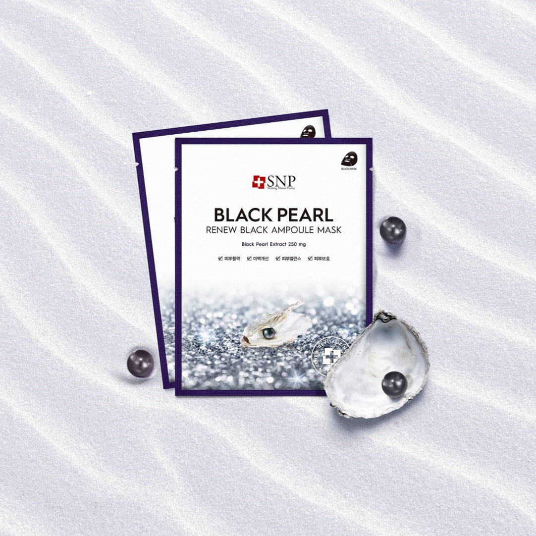 SNP Black Pearl Renew Black Ampoule Mask Box [10pcs] | La Cosmetique