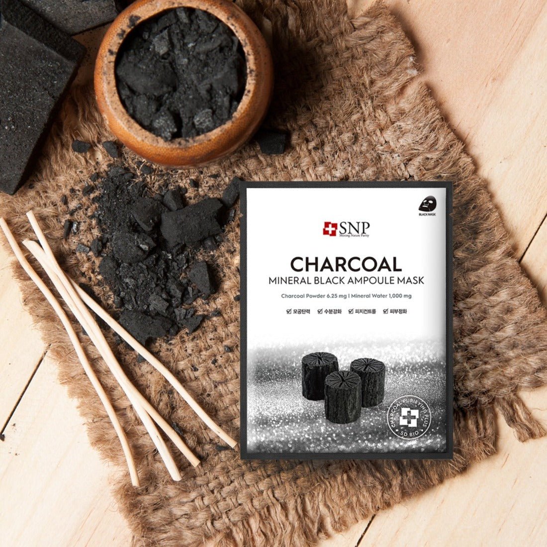 SNP Charcoal Mineral Black Ampoule Mask Box [10pcs] | La Cosmetique