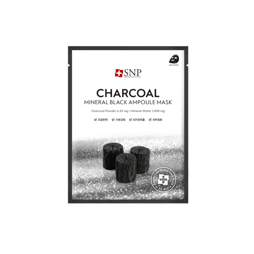 SNP Charcoal Mineral Black Ampoule Mask Box [10pcs] | La Cosmetique