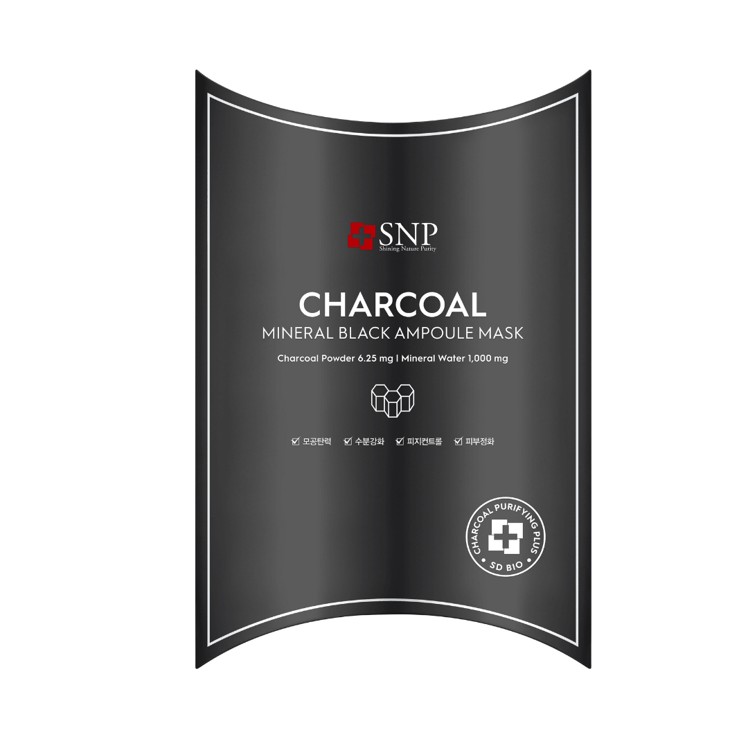 SNP Charcoal Mineral Black Ampoule Mask Box [10pcs] | La Cosmetique
